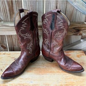 Vintage Osuna Handcrafted Pointed Toe Brown Leather Western Boots Size 6 1/2B